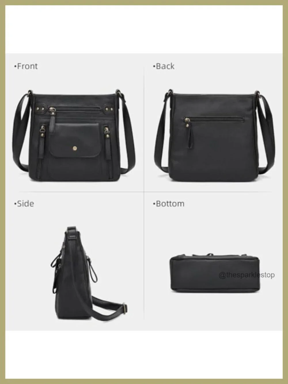 PU Leather Crossbody Bag with Adjustable Strap Multi Pocket Purse